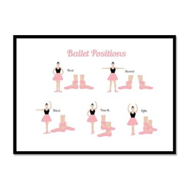 Imagem de Ballet Positions Dance Poster Ballerina Education Wall Art Prints Canvas Painting Pictures Ballet Studio Dance Room Home Decor (SKU3,12 x 40,6 cm = (30 x 40 cm), moldura de metal preto)