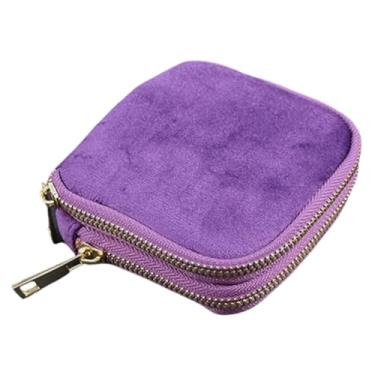 Imagem de Organizador de Brincos | Portátil Para Anéis Em Veludo Com Dupla Camada E Zíper - Organizador De Joias De Viagem,Para Anéis Mulheres Armazenamento Doméstico Férias Necessaire Mochila Ao Ar