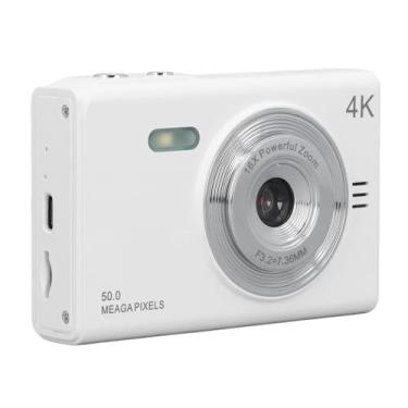 Imagem de ZJchao Câmera Digital Câmera Compacta Sem Espelho de 50 MP Com Tela TFT de 2,88 pol. Câmeras Traseiras Frontais Duplas Antivibração para Festa de Casamento, Fotografia de Viagem Branca