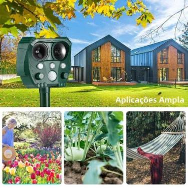 Imagem de Repelente Ultrassônico Solar Para Animais Modelo Externo Com Luz Inter