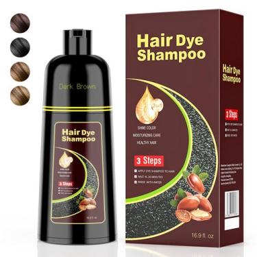 Imagem de Shampoo de tintura de cabelo KAISASA Dark Brown 500mL 3 em 1 Argan Her