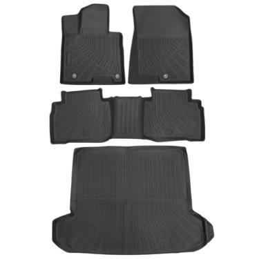 Imagem de Priprilod 4 peças de tapetes de chão e forros de carga para porta-malas, adequado para Hyundai Tucson 2022 2023 2024 2025, não é para híbrido, apenas carga com sistema de áudio padrão, conjunto