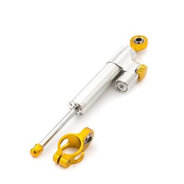 Imagem de HSPTR Controle de segurança estabilizador de direção de alumínio CNC para MT09 MT07 YZF R1 R6 FZ1 XJR1300 MT-07 Kit de montagem (prata com ouro)