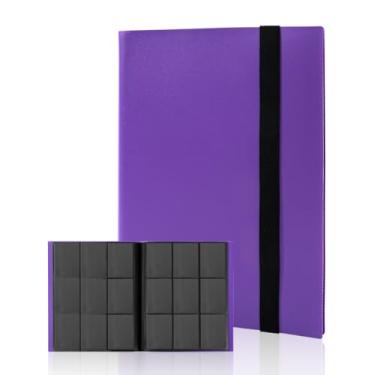 Imagem de efunkdog Fichário de cartão, álbum de cartas colecionáveis com 9 bolsos, capacidade de 360 cartões para TCG e cartões esportivos (roxo)