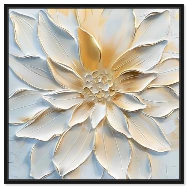 Imagem de Art Remedy Arte de parede floral elegante em tela lótus, moldura preta, 51 x 76 cm