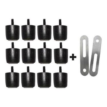 Imagem de 12 Pés Jr 4 Cm P/ Cama Box Baú Queen King + 2 Chapas União - Zoe & Cha