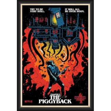 Imagem de BUY ART FOR LESS Pôster emoldurado de Stranger Things oficialmente licenciado por Stranger Things - 61 x 91 cm - Moldura de madeira resistente com vidro plexi - Pronto para pendurar