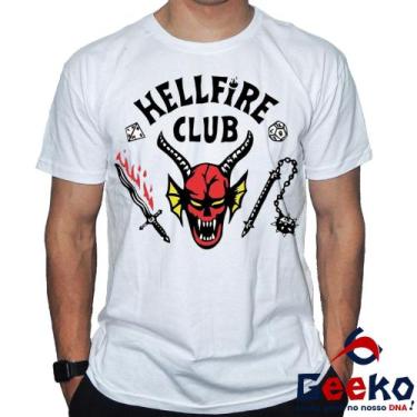 Imagem de Camiseta Hellfire Club 100% Algodão Stranger Things Geeko, Branco gola