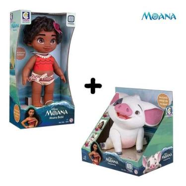 Imagem de Brinquedo Infantil Moana + Porquinho Pua Articulado Cotiplás