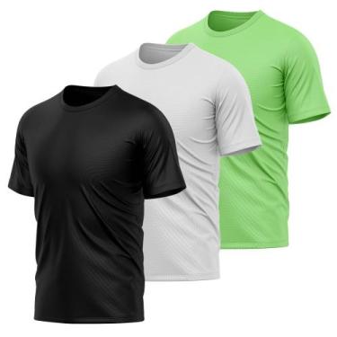 Imagem de Kit 3 Camisetas Masculina Dry Manga Curta Proteção UV Sport Basica Aca