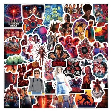 Imagem de LEIRUIYG 60 adesivos Strange Things, série de filmes americanos quentes, adesivos de vinil à prova d'água para adolescentes, meninas, meninos, adultos, laptop, skate, capa de telefone para guitarra