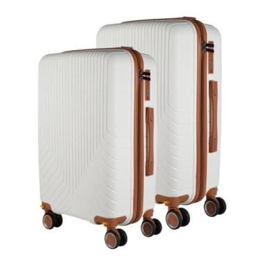 Imagem de Kit Mala Grande 35kg + Mala Bordo 10kg Polipropeno - Ultraleve, Branca