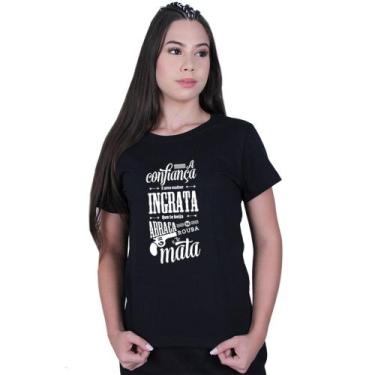 Imagem de Camiseta Baby Look Feminina A confiança Racionais Mcs, Preto, P