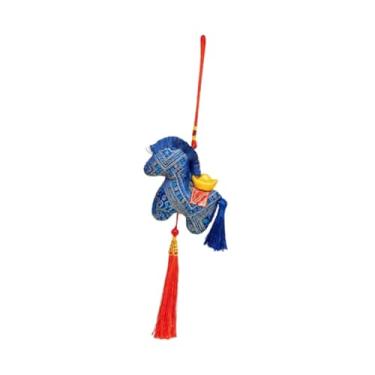 Imagem de rockible Pingente do Ano Chinês do Cavalo, mascote fofa de animal zodíaco para decoração de casa e carro, lembrancinha ou presente, Azul