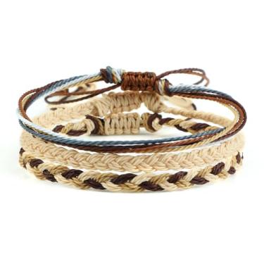 Imagem de XAM Pulseira feminina boho de várias camadas com cordão ondulado colorido verão praia heishi surfista trançado pulseira de corda de aniversário presente de feriado joias, Middle, Acrílico, Sem Pedra