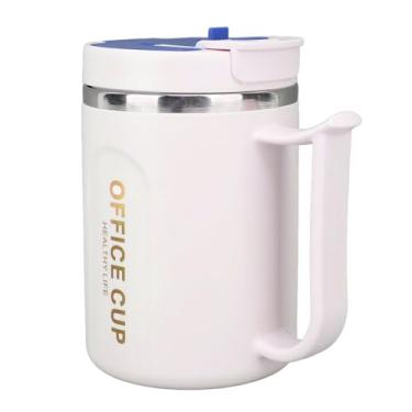 Imagem de GLOGLOW Suprimentos para café e chá Caneca de café Isolada Com Tampa, Camada Dupla, 500ml, Com Alça e Colher, para Viagens e Acampamento Em Aço Inoxidável 304 Nan (Azul)