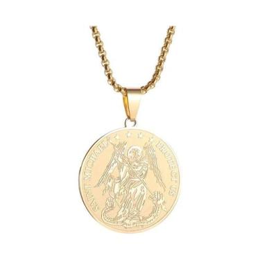 Imagem de Pingente De Crucifixo Dourado Para Homens, Colar Religioso Estilo Miam