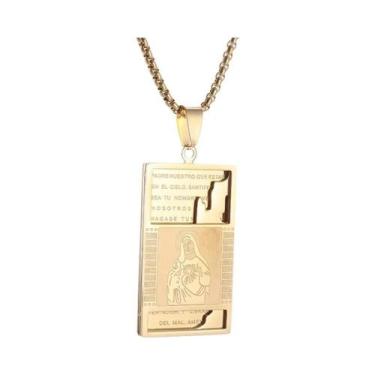 Imagem de Pingente De Crucifixo Dourado Para Homens, Colar Religioso Estilo Miam