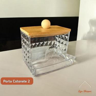 Imagem de Porta Cotonete e Algodão em Acrílico Cristal com Tampa Multiuso para M