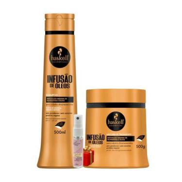 Imagem de Kit Haskell Infusão de óleos Shampoo 500ML + 1 Mascara 500ML + Present