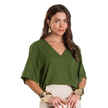 Imagem de Blusa Feminina Decote V Dianna Verde, M, Verde