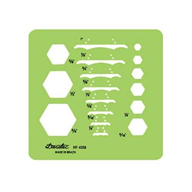Imagem de Gabarito Desetec Mecânica Perfis Visto de Cima e de Lado de Parafuso Sextavado, Verde, 11 x 10.5 cm, Trident