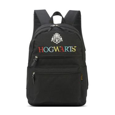 Imagem de Mochila de Costas Harry Potter - Bordado Colorido Hogwarts - Preta - Luxcel