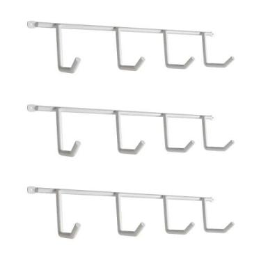 Imagem de Kit com 3 Suportes Porta Vassouras Isabela com 4 Ganchos Branco - Up H