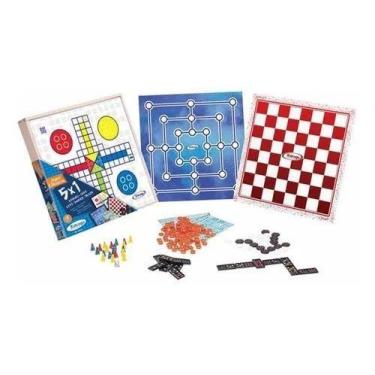 Imagem de Brinquedo Pedagógico Madeira Jogo De Tabuleiro 4 Em 1 Dama, Ludo, Tril