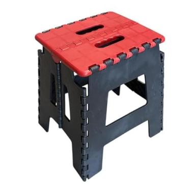 Imagem de Banqueta Dobrável Portátil Resistente - Banco de Plástico Antiderrapante Suporta 100KG, Banqueta Plastico para Pescaria, Camping e Cozinha, Banco para Balcão e Bancada(Vermelho)