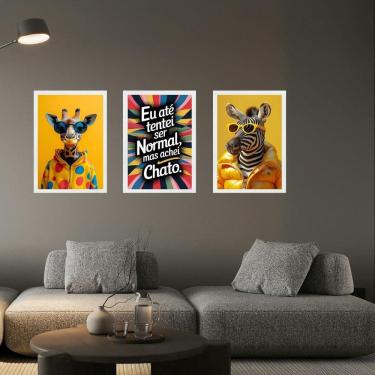 Imagem de Kit 3 Quadros Coloridos Divertidos E Arrojados 33X24Cm Vidro
