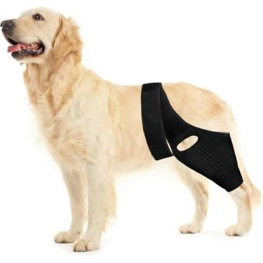 Imagem de Huimpet Joelheira para cães, suporte de ACL para pernas traseiras rasgadas dianteiras e traseiras, lágrima ACL, suporte de perna de quadril de cachorro para displasia de quadril, artrite canina