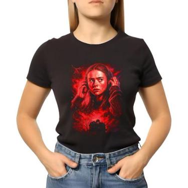Imagem de Baby Look Feminina Stranger Things Max Algodão Premium - NoBrand, Pret