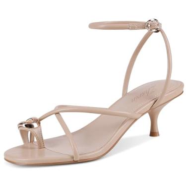 Imagem de zhsrin Sandálias femininas de salto alto com tira no tornozelo, bico aberto, casamento, festa, verão, sapatos, Nude., 40