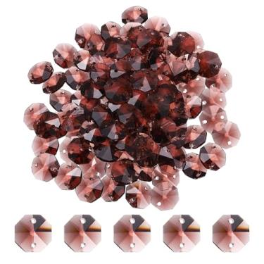 Imagem de YELARXI Contas octógono de vidro de 14 mm, contas de apanhador de sol a granel 2 furos pingentes de apanhador de sol 1,4 cm e 120 peças e roxo - adequado para (artesanato artístico/reparo de lustre de