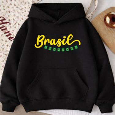 Imagem de Moletom Canguru Adulto Brasil Coração 1011 Estampado Copa Jogos Unisse