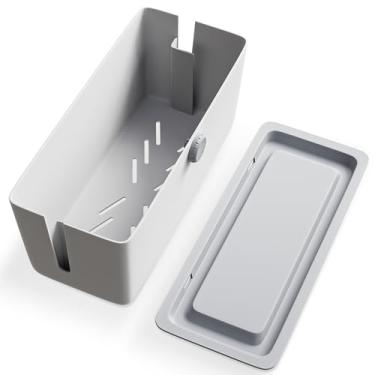 Imagem de KinderSense Caixa de gerenciamento de cabos - Organizador de cabos com trava à prova de crianças - Escondedor de cabos para ocultar fios, tiras de energia de TV, computador, mesa e bebês - 30 x 14 x