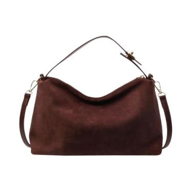 Imagem de Bolsa Transversal Feminina Grande Boston Em Couro Camurça Macio Fosco 