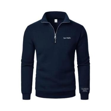 Imagem de Moletom Masculino Oversized Com Capuz E Meio Zíper, Gola Alta, Tendênc