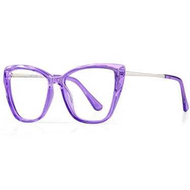 Imagem de AVDLAB Óculos De Grau Com Bloqueio Luz Azul, Estilo Olho Gato, Para Computador, Filtro Uv, Feminino, Ab3304 (Roxo)