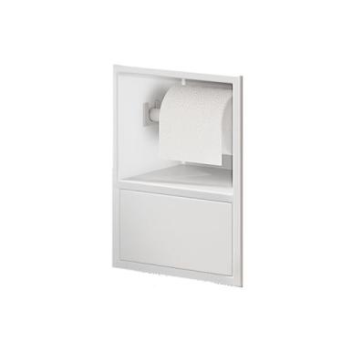 Imagem de Prateleira de nicho de chuveiro embutida de aço inoxidável com organizador de caixa de lenços - 23 x 17 x 12 cm, armazenamento de alcova de banheiro branco para cozinha, sala de estar e quarto