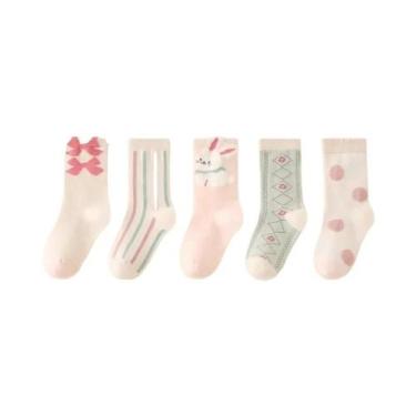 Imagem de Meias De Coelho Em Estilo Cartoon Para Meninas, 5 Pares, Meias Casuais
