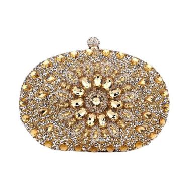 Imagem de Bolsa De Noite Com Strass De Diamante, Clutch De Metal Com Corrente, B