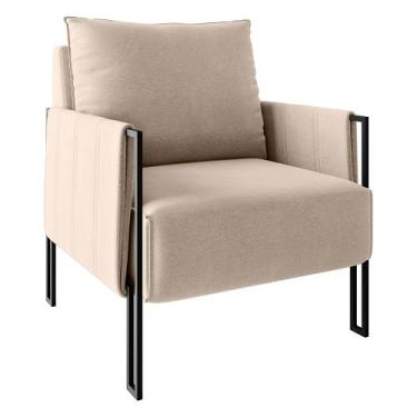 Imagem de Poltrona Virgínia Veludo Off White Base de Ferro Preto - D'Rossi - DRo