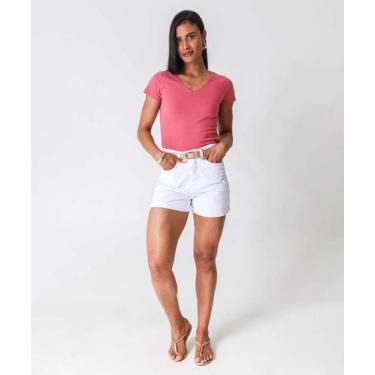 Imagem de Short Mom Sarja Feminino Branco-68143 - Marisa, Branco, 36
