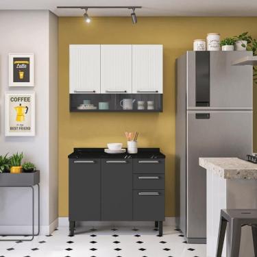 Imagem de Armário De Cozinha Compacta 105cm Em Aço Grafite-off White Itatiaia Midi Pop Art I3