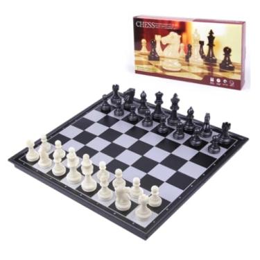 Imagem de Jogo de Xadrez Magnético Dobrável Profissional, Tabuleiro 20x20cm, 32 Peças com Imã, Preto e Branco, Madeira