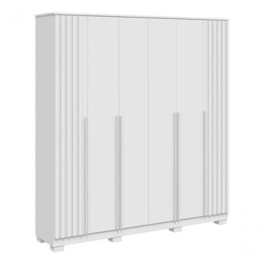 Imagem de Guarda Roupa Emirados Casal 6 Portas Ripado E 4 Gavetas 100% Mdf – Linhamobilia Branco