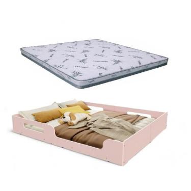 Imagem de Cama Casal Montessoriana Infantil Princesa Grade de Proteção Lateral +