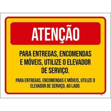 Imagem de Kit 10 Placas Entregas Encomendas Móveis Elevador Serviço - Sinalizo